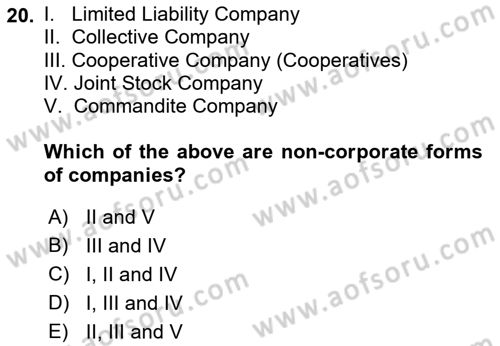 Introduction to Law Dersi 2021 - 2022 Yılı Yaz Okulu Sınav Soruları 20. Soru