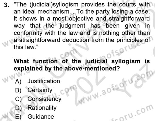 Introduction to Law Dersi 2021 - 2022 Yılı Yaz Okulu Sınav Soruları 3. Soru