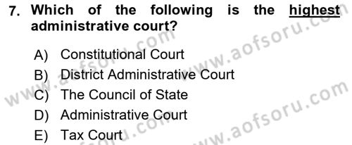 Introduction to Law Dersi 2021 - 2022 Yılı Yaz Okulu Sınav Soruları 7. Soru