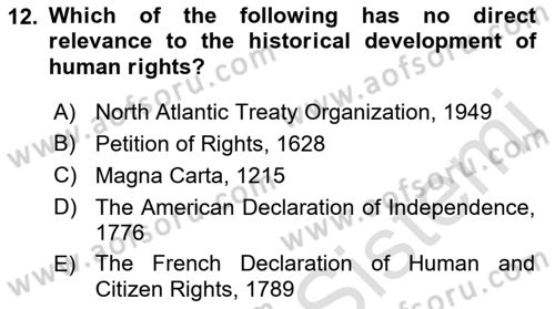 Introduction to Law Dersi 2022 - 2023 Yılı (Vize) Ara Sınav Soruları 12. Soru