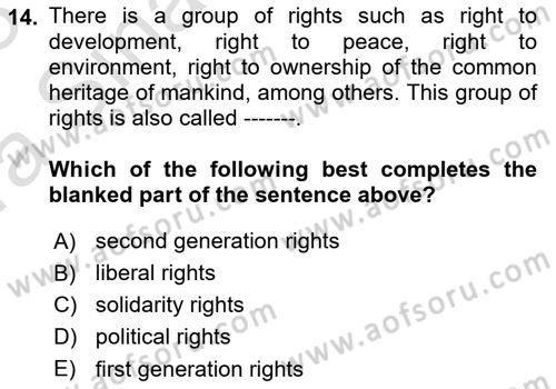 Introduction to Law Dersi Ara Sınavı Deneme Sınav Soruları 14. Soru