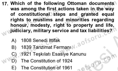 Introduction to Law Dersi Ara Sınavı Deneme Sınav Soruları 17. Soru