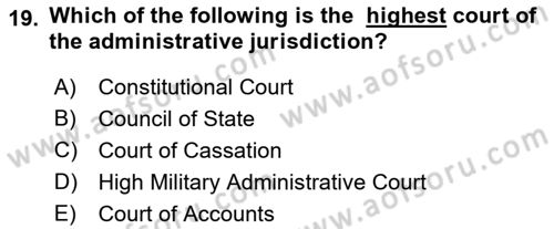 Introduction to Law Dersi 2022 - 2023 Yılı (Vize) Ara Sınav Soruları 19. Soru