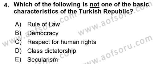 Introduction to Law Dersi Ara Sınavı Deneme Sınav Soruları 4. Soru