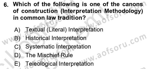 Introduction to Law Dersi 2022 - 2023 Yılı (Vize) Ara Sınav Soruları 6. Soru