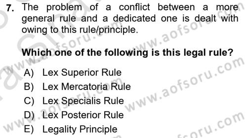 Introduction to Law Dersi Ara Sınavı Deneme Sınav Soruları 7. Soru