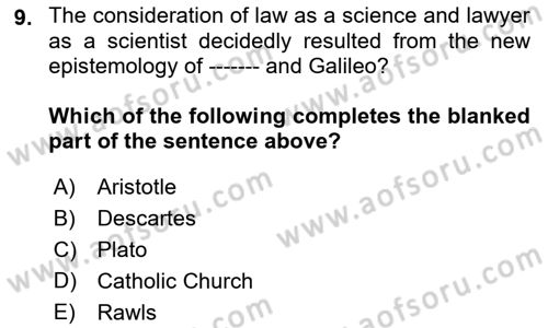 Introduction to Law Dersi Ara Sınavı Deneme Sınav Soruları 9. Soru