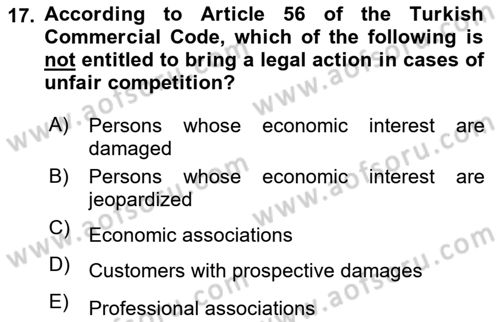 Introduction to Law Dersi 2022 - 2023 Yılı (Final) Dönem Sonu Sınavı 17. Soru