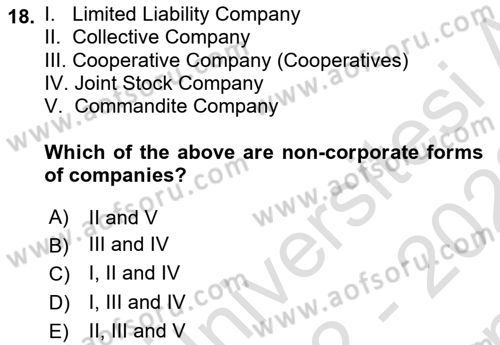 Introduction to Law Dersi 2022 - 2023 Yılı (Final) Dönem Sonu Sınavı 18. Soru