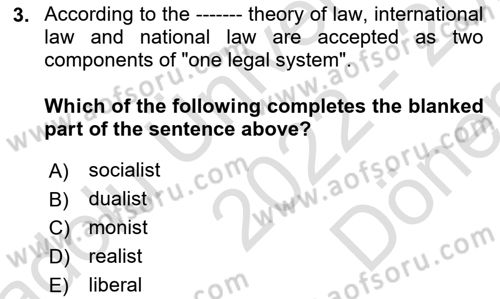 Introduction to Law Dersi 2022 - 2023 Yılı (Final) Dönem Sonu Sınavı 3. Soru