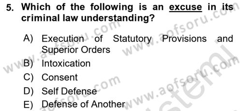 Introduction to Law Dersi 2022 - 2023 Yılı (Final) Dönem Sonu Sınavı 5. Soru