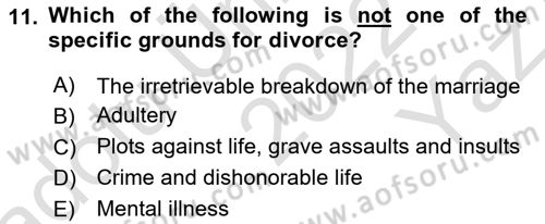 Introduction to Law Dersi 2022 - 2023 Yılı Yaz Okulu Sınav Soruları 11. Soru