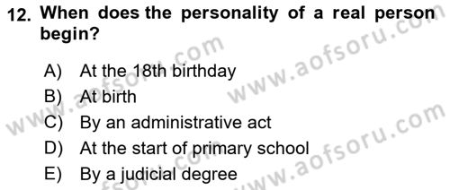 Introduction to Law Dersi 2022 - 2023 Yılı Yaz Okulu Sınav Soruları 12. Soru