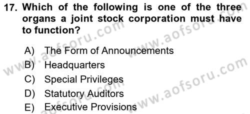 Introduction to Law Dersi 2022 - 2023 Yılı Yaz Okulu Sınav Soruları 17. Soru