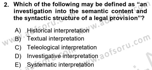 Introduction to Law Dersi 2022 - 2023 Yılı Yaz Okulu Sınav Soruları 2. Soru