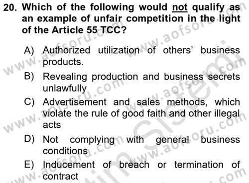 Introduction to Law Dersi 2022 - 2023 Yılı Yaz Okulu Sınav Soruları 20. Soru