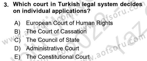 Introduction to Law Dersi 2022 - 2023 Yılı Yaz Okulu Sınav Soruları 3. Soru