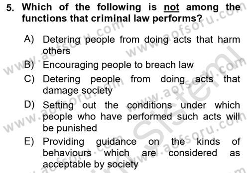 Introduction to Law Dersi 2022 - 2023 Yılı Yaz Okulu Sınav Soruları 5. Soru