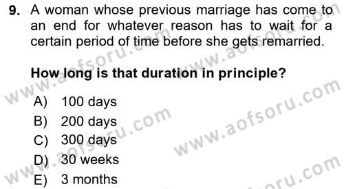 Introduction to Law Dersi 2022 - 2023 Yılı Yaz Okulu Sınav Soruları 9. Soru