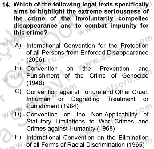 Introduction to Law Dersi 2023 - 2024 Yılı (Vize) Ara Sınav Soruları 14. Soru