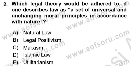 Introduction to Law Dersi 2023 - 2024 Yılı (Vize) Ara Sınav Soruları 2. Soru