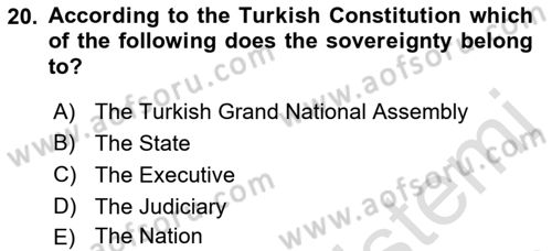 Introduction to Law Dersi 2023 - 2024 Yılı (Vize) Ara Sınav Soruları 20. Soru