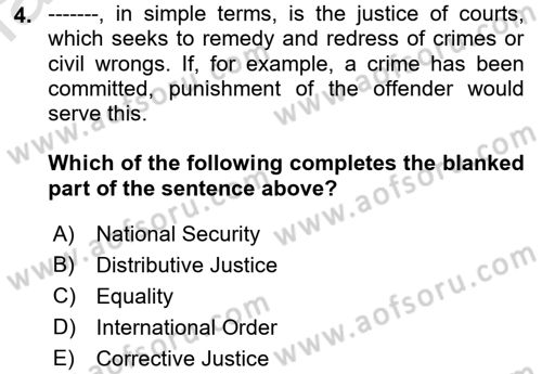 Introduction to Law Dersi 2023 - 2024 Yılı (Vize) Ara Sınav Soruları 4. Soru