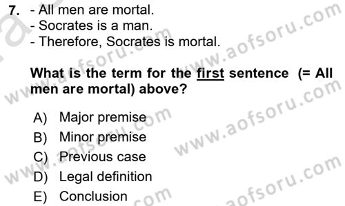 Introduction to Law Dersi 2023 - 2024 Yılı (Vize) Ara Sınav Soruları 7. Soru