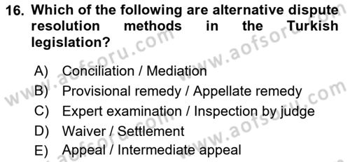 Introduction to Law Dersi 2023 - 2024 Yılı (Final) Dönem Sonu Sınavı 16. Soru