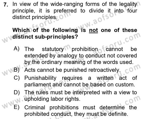 Introduction to Law Dersi 2023 - 2024 Yılı (Final) Dönem Sonu Sınavı 7. Soru