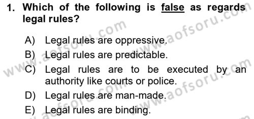 Introduction to Law Dersi 2023 - 2024 Yılı Yaz Okulu Sınav Soruları 1. Soru