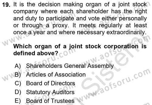 Introduction to Law Dersi 2023 - 2024 Yılı Yaz Okulu Sınav Soruları 19. Soru