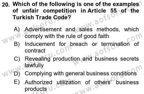 Introduction to Law Dersi 2023 - 2024 Yılı Yaz Okulu Sınav Soruları 20. Soru