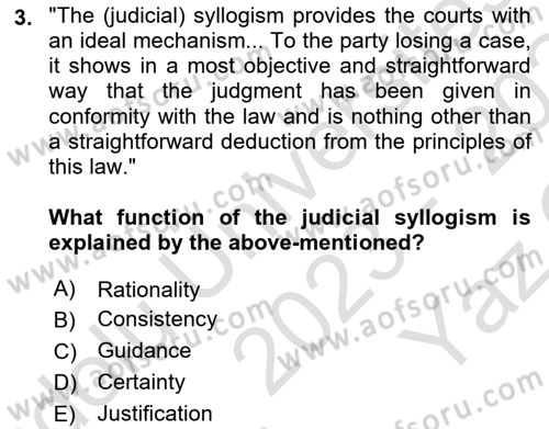 Introduction to Law Dersi 2023 - 2024 Yılı Yaz Okulu Sınav Soruları 3. Soru