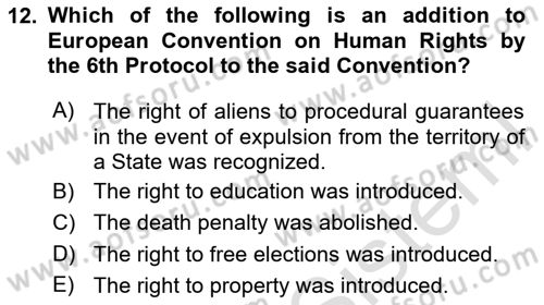 Introduction to Law Dersi Ara Sınavı Deneme Sınav Soruları 12. Soru