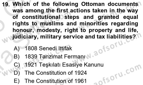 Introduction to Law Dersi Ara Sınavı Deneme Sınav Soruları 19. Soru