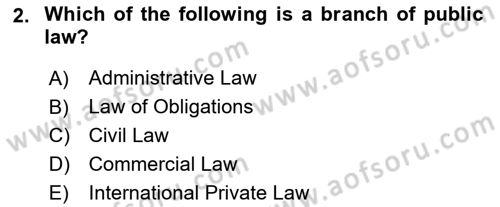 Introduction to Law Dersi Ara Sınavı Deneme Sınav Soruları 2. Soru