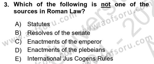 Introduction to Law Dersi Ara Sınavı Deneme Sınav Soruları 3. Soru