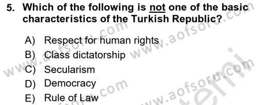 Introduction to Law Dersi Ara Sınavı Deneme Sınav Soruları 5. Soru