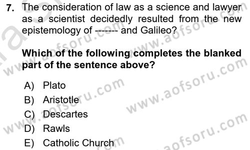 Introduction to Law Dersi Ara Sınavı Deneme Sınav Soruları 7. Soru