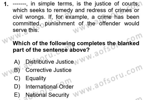 Introduction to Law Dersi 2024 - 2025 Yılı (Final) Dönem Sonu Sınav Soruları 1. Soru