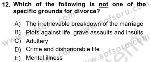 Introduction to Law Dersi 2024 - 2025 Yılı (Final) Dönem Sonu Sınav Soruları 12. Soru