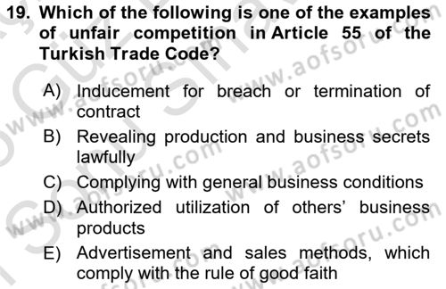 Introduction to Law Dersi 2024 - 2025 Yılı (Final) Dönem Sonu Sınav Soruları 19. Soru