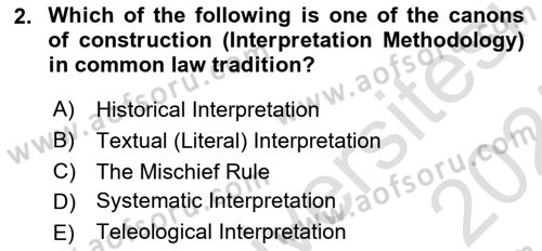 Introduction to Law Dersi 2024 - 2025 Yılı (Final) Dönem Sonu Sınav Soruları 2. Soru