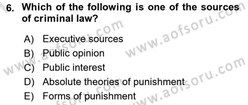 Introduction to Law Dersi 2024 - 2025 Yılı (Final) Dönem Sonu Sınav Soruları 6. Soru