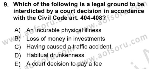 Introduction to Law Dersi 2024 - 2025 Yılı (Final) Dönem Sonu Sınav Soruları 9. Soru