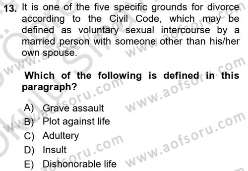 Introduction to Law Dersi 2024 - 2025 Yılı Yaz Okulu Sınav Soruları 13. Soru