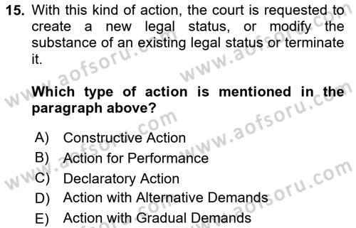 Introduction to Law Dersi 2024 - 2025 Yılı Yaz Okulu Sınav Soruları 15. Soru