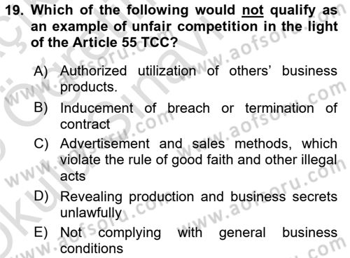 Introduction to Law Dersi 2024 - 2025 Yılı Yaz Okulu Sınav Soruları 19. Soru