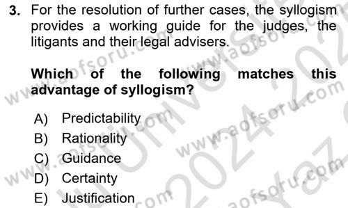 Introduction to Law Dersi 2024 - 2025 Yılı Yaz Okulu Sınav Soruları 3. Soru
